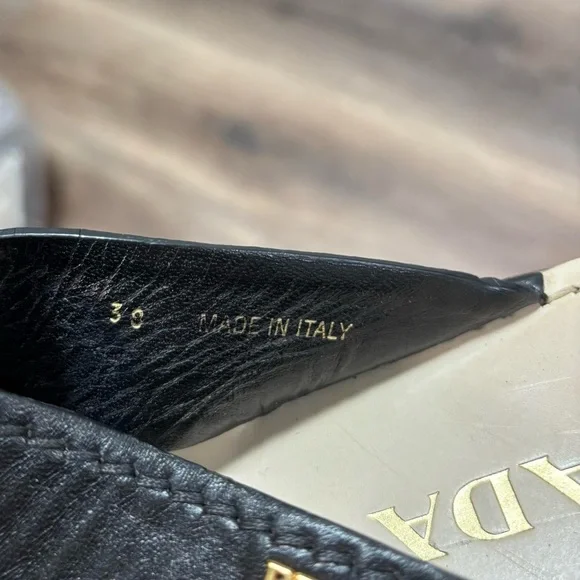 PRADA Criss Cross Black Leather Slide Sandals
